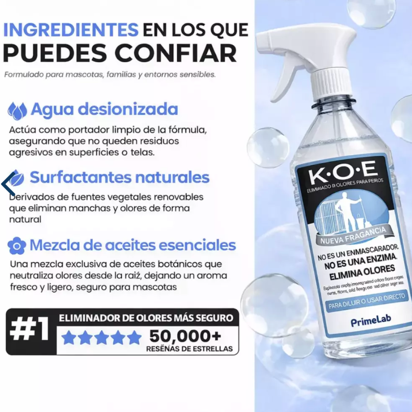 Eliminador de olores y manchas de mascotas