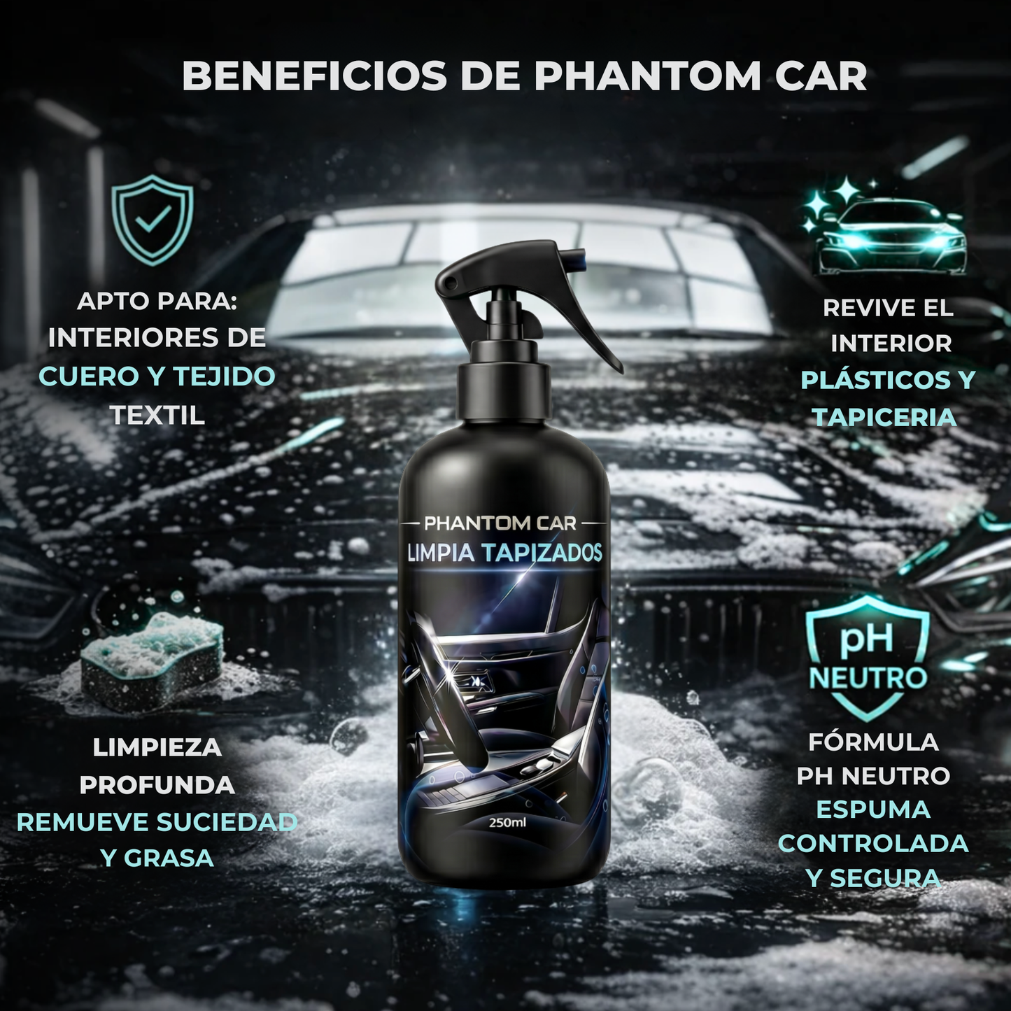Limpia Tapizados Profesional 250ml | PHANTOM CAR