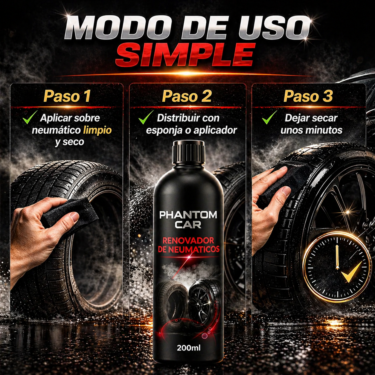 Abrillantador de Neumaticos 200ml | Phantom Car