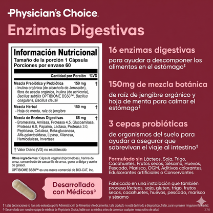 Enzimas Digestivas | Mejora la digestión, reduce la hinchazón