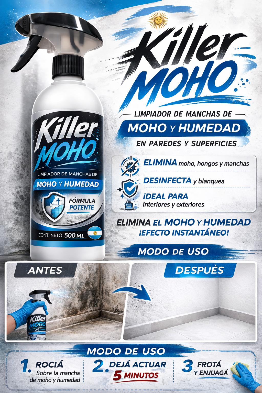 Killer Moho 2.0 | Eliminador de Manchas y Humedades | Nuevo Formato más eficaz