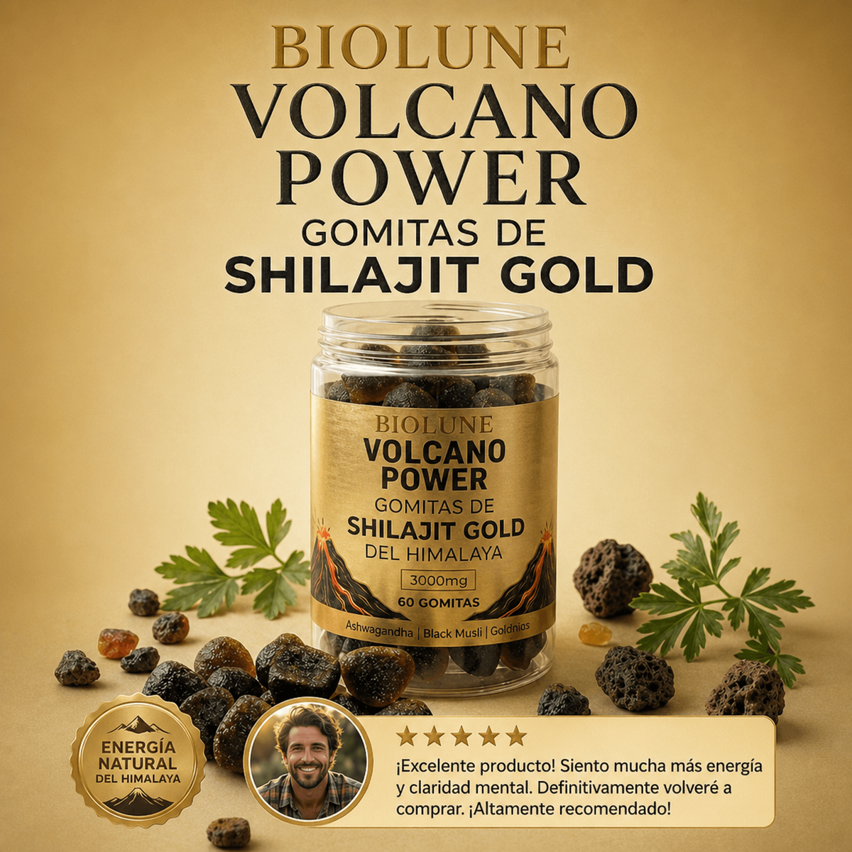 Volcano Power Gold - Gomitas de Shilajit del Himalaya