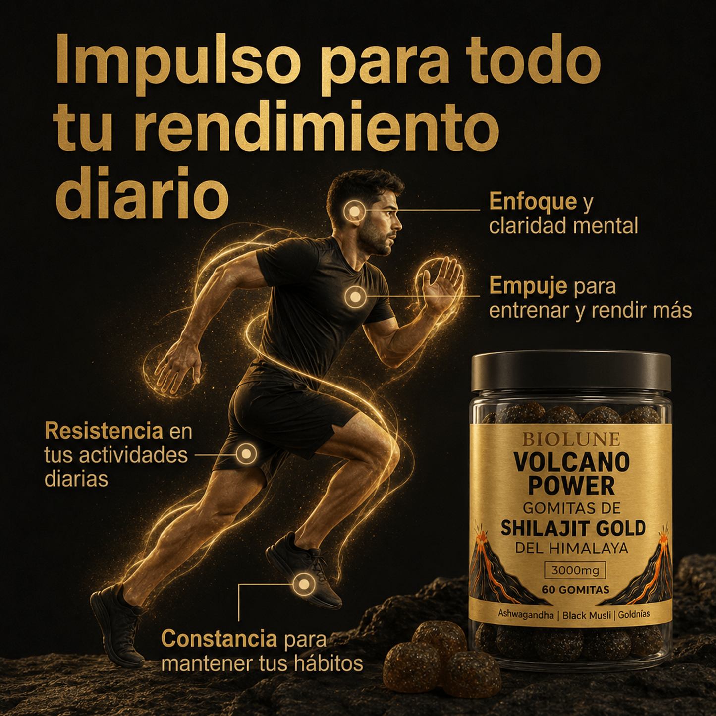 Volcano Power Gold - Gomitas de Shilajit del Himalaya