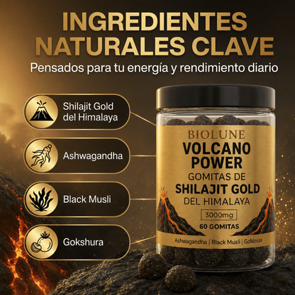 Volcano Power Gold - Gomitas de Shilajit del Himalaya